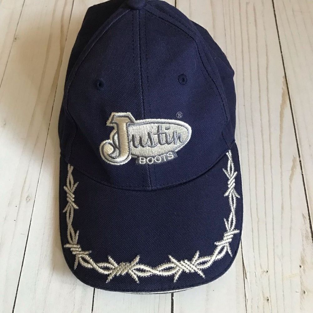 Justin boots men’s hat preowned Navy Blue adjustable